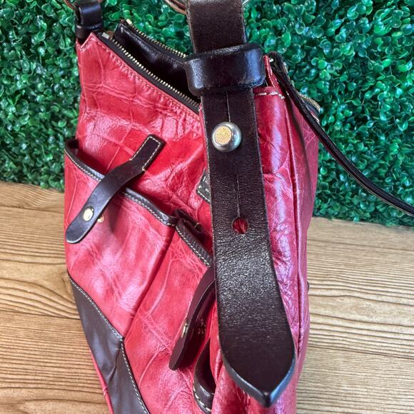 Dooney & Bourke Hobo Handbag Safari Red Shoulder Bag Embossed Leather Y2K Gift - Picture 4 of 13